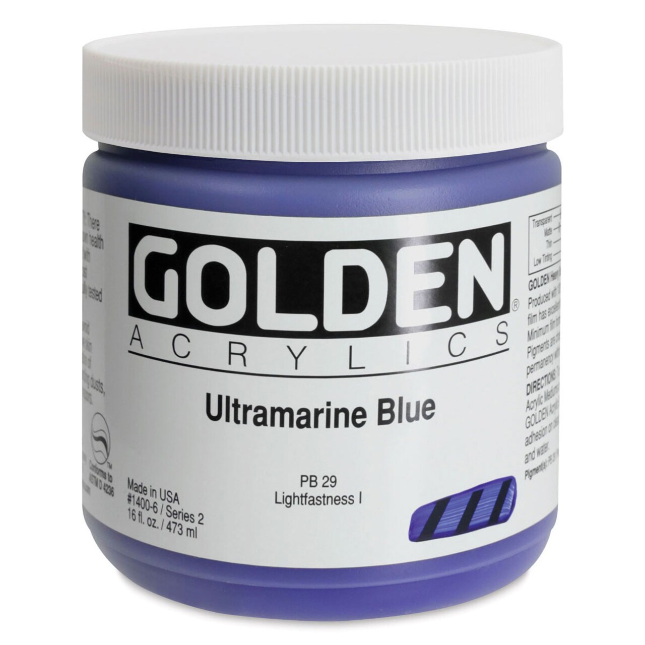 Golden Heavy Body Artist Acrylics - Ultramarine Blue, 16 oz Jar